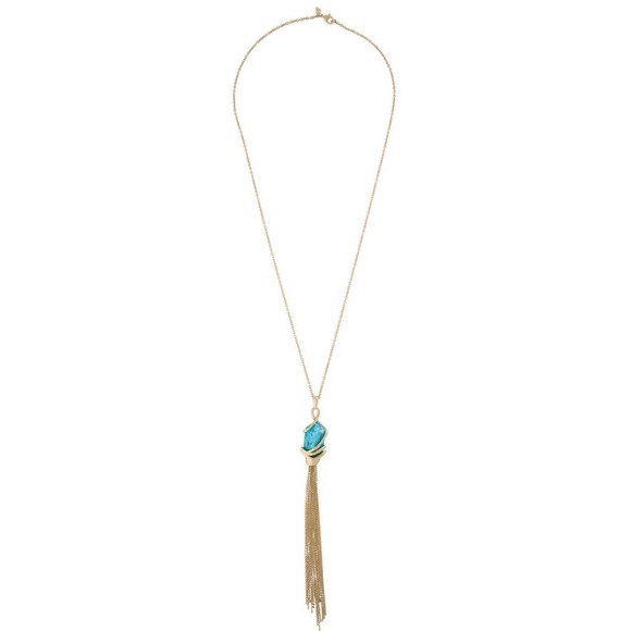 Necklace Turquoise Stone Tassel Pendant Long Chain GoldNOT FOR SALE